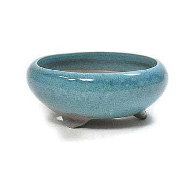 瀬戸焼】4号鉢 椀型三足はなあさぎ｜園芸鉢通販の盆栽妙 – 盆栽妙 本店