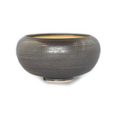 黒丸和鉢 金彩 宗蔵作 【盆栽鉢】【4号】【信楽焼】 幅11.5cm×高さ6.5cm