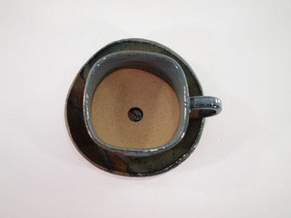 生子四方コーヒー皿付(大) 4号 12cm