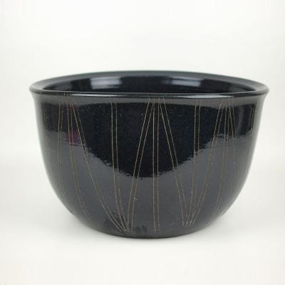 睡蓮鉢 めだか鉢 黒楕円立線水鉢 12号サイズ｜ 盆栽妙 – 盆栽妙 本店
