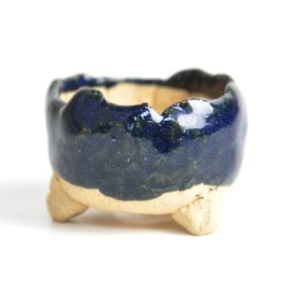 青ひねりミニ鉢 【盆栽鉢】【2号】【信楽焼】 幅5cm×高さ4cm