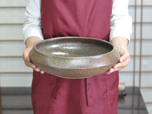 【信楽焼】 古陶水盤10号 幅31cm×高さ8cm