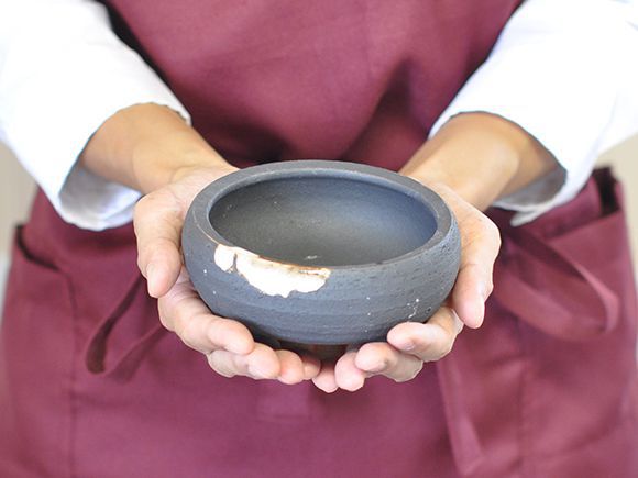 鉄鉢 いぶし【盆栽鉢】【4号】【信楽焼】