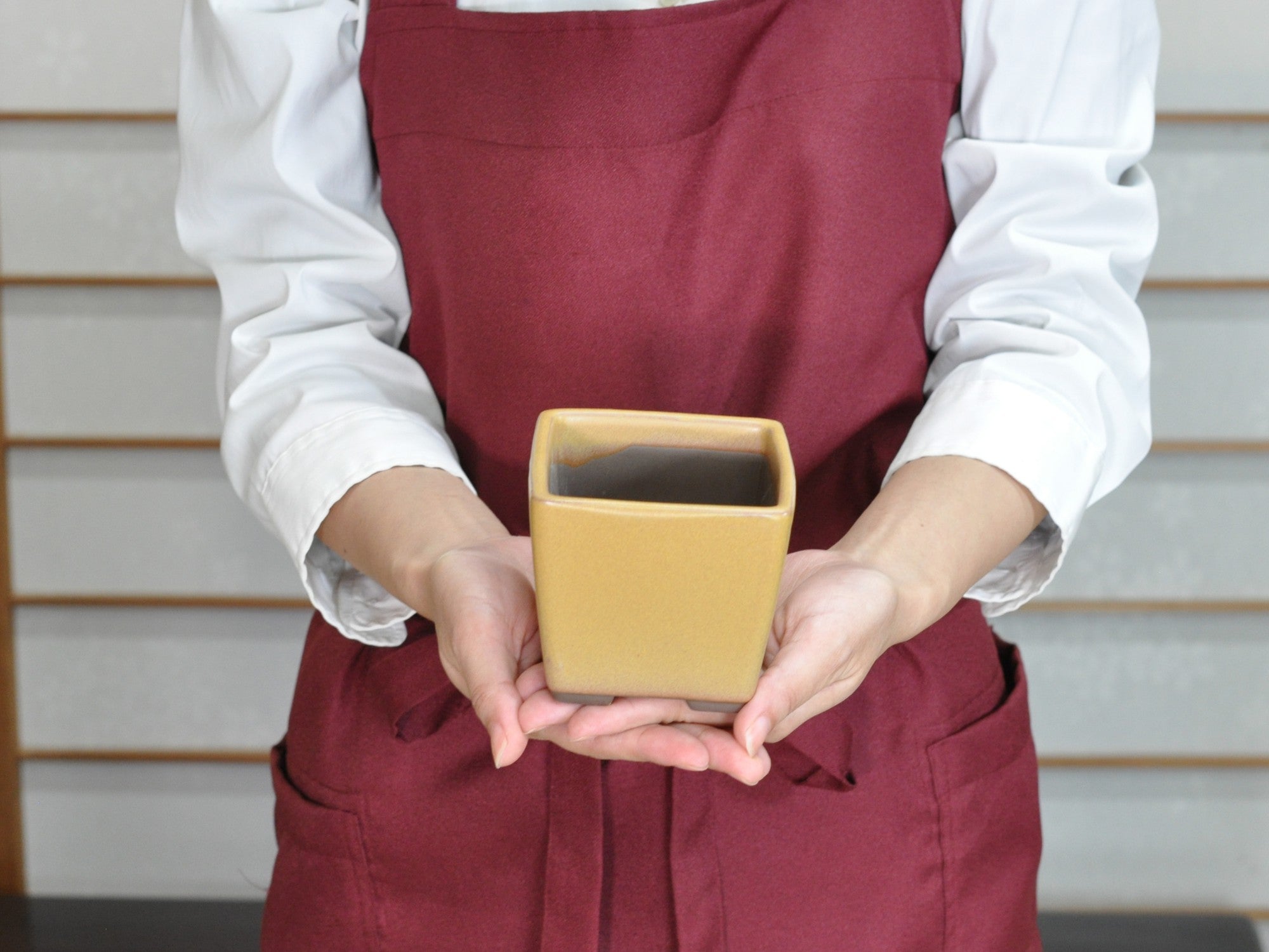 瀬戸焼】 正角 3号 黄 幅8.5cm×高さ8cmの販売｜盆栽妙 – 盆栽妙 本店