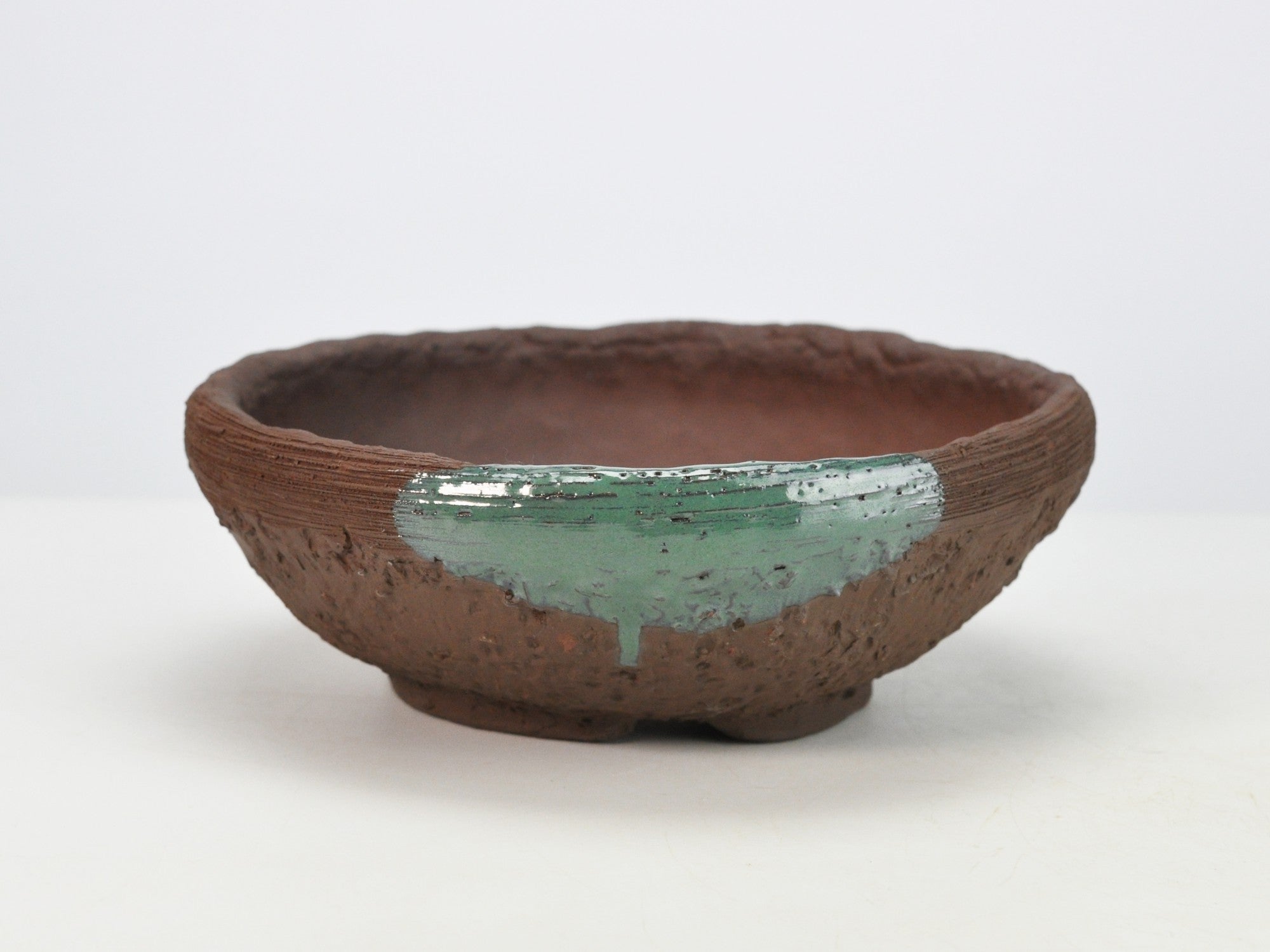 万古焼】 岩肌色流し 6.5号 丸山草 幅20cm×高さ7cmの販売｜盆栽妙