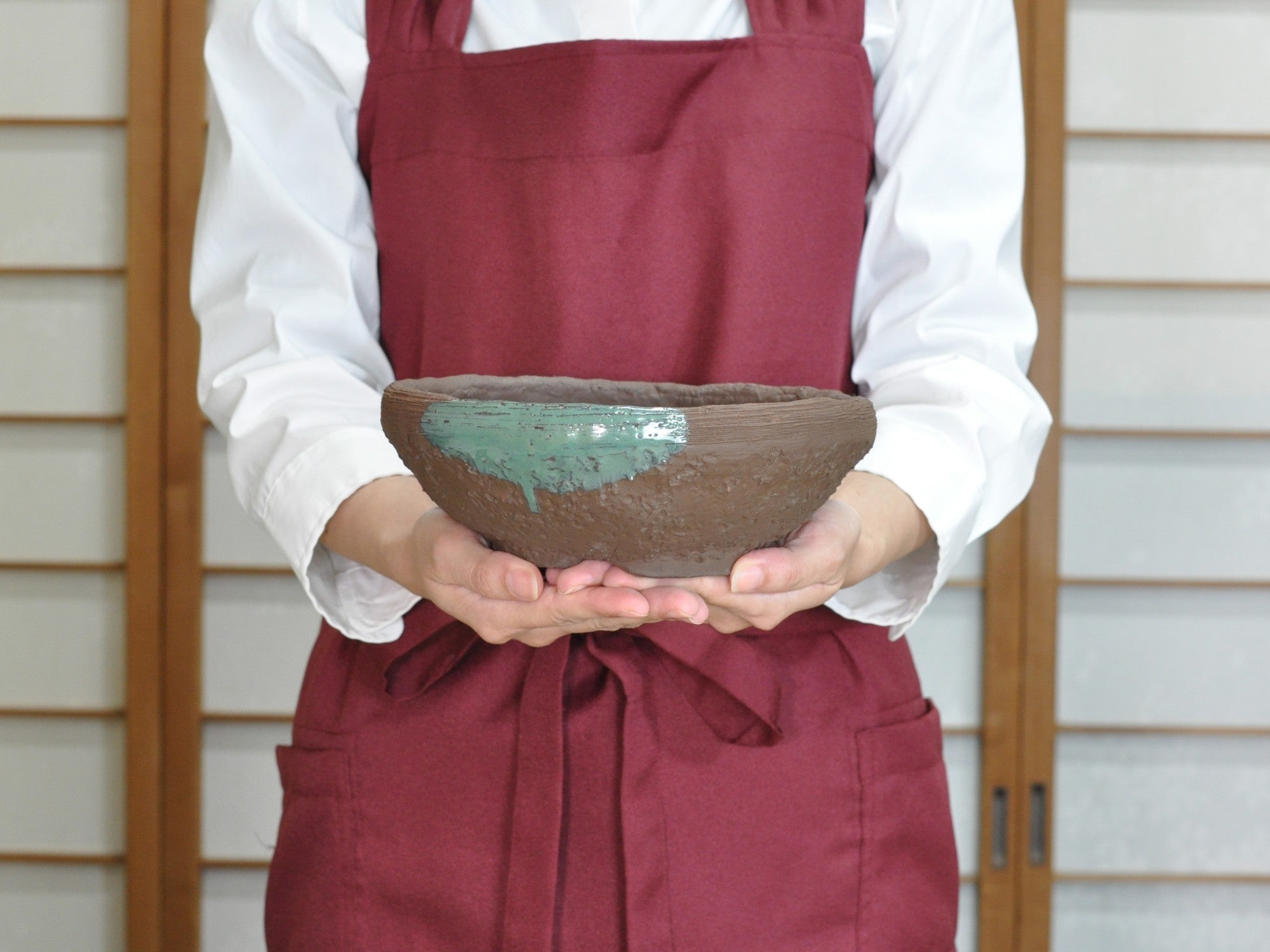 万古焼】 岩肌色流し 6.5号 丸山草 幅20cm×高さ7cmの販売｜盆栽妙