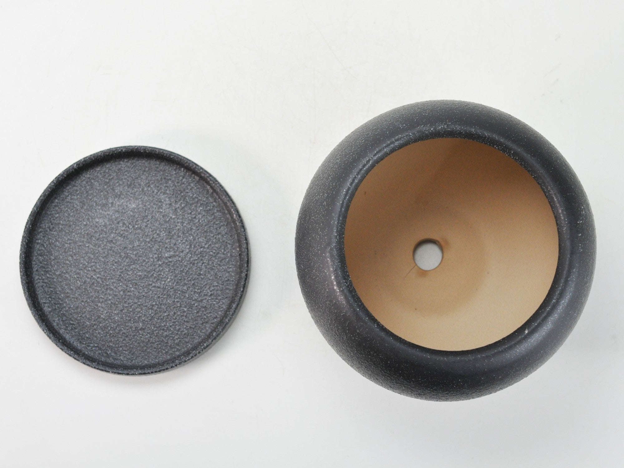 ドトロン 受け皿付き ブラック 6号 幅18cm×高さ14.5cmの販売｜盆栽妙