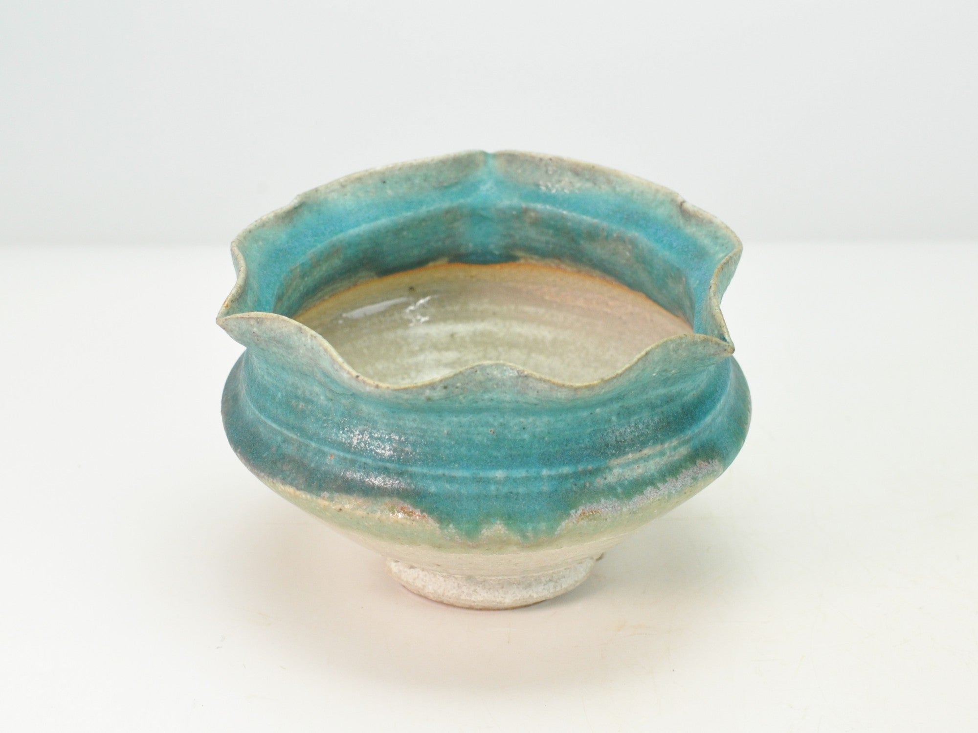 信楽焼 水色手作り鉢 5号大 幅15cm×奥行15.5cm×高さ10cmの販売｜盆栽妙