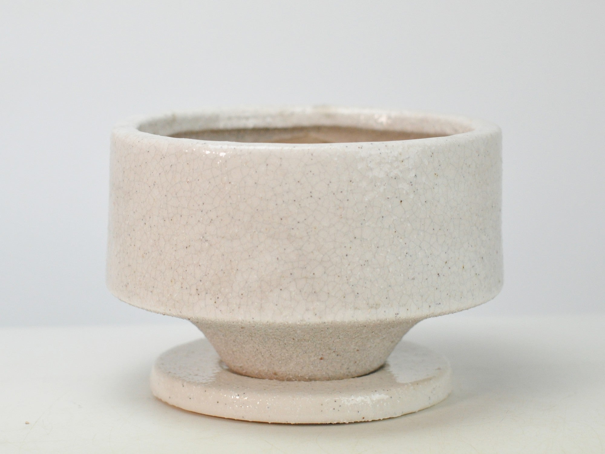 夕凪 ホワイト 大 5号 受け皿付き 幅15.5cm×高さ10cmの販売｜盆栽妙