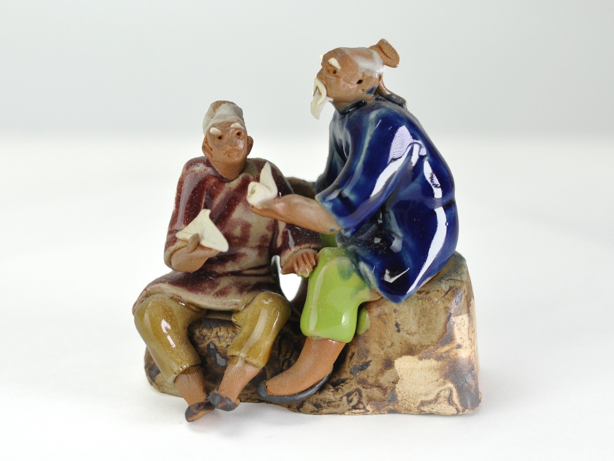 陶器の置物 フィギュア 村民2人の販売｜盆栽妙 – 盆栽妙 本店