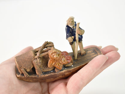 陶器の置物 フィギュア 小舟と漁師