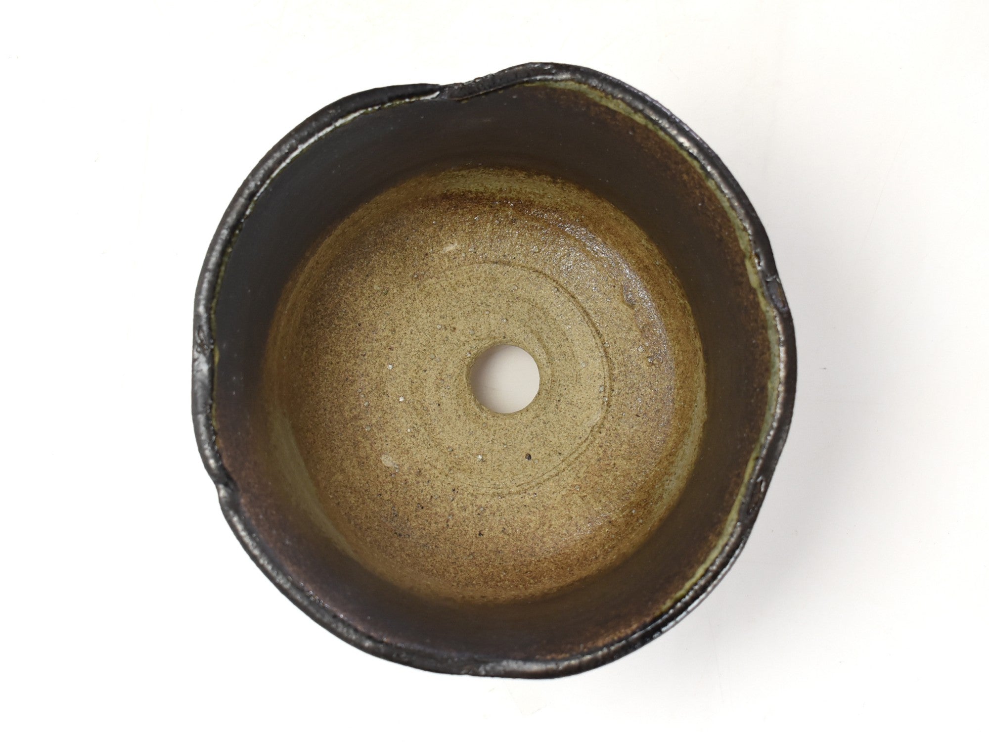 信楽焼 茶窯変丸深鉢足つき 6号 幅19cm×高さ11.7cmの販売｜盆栽妙