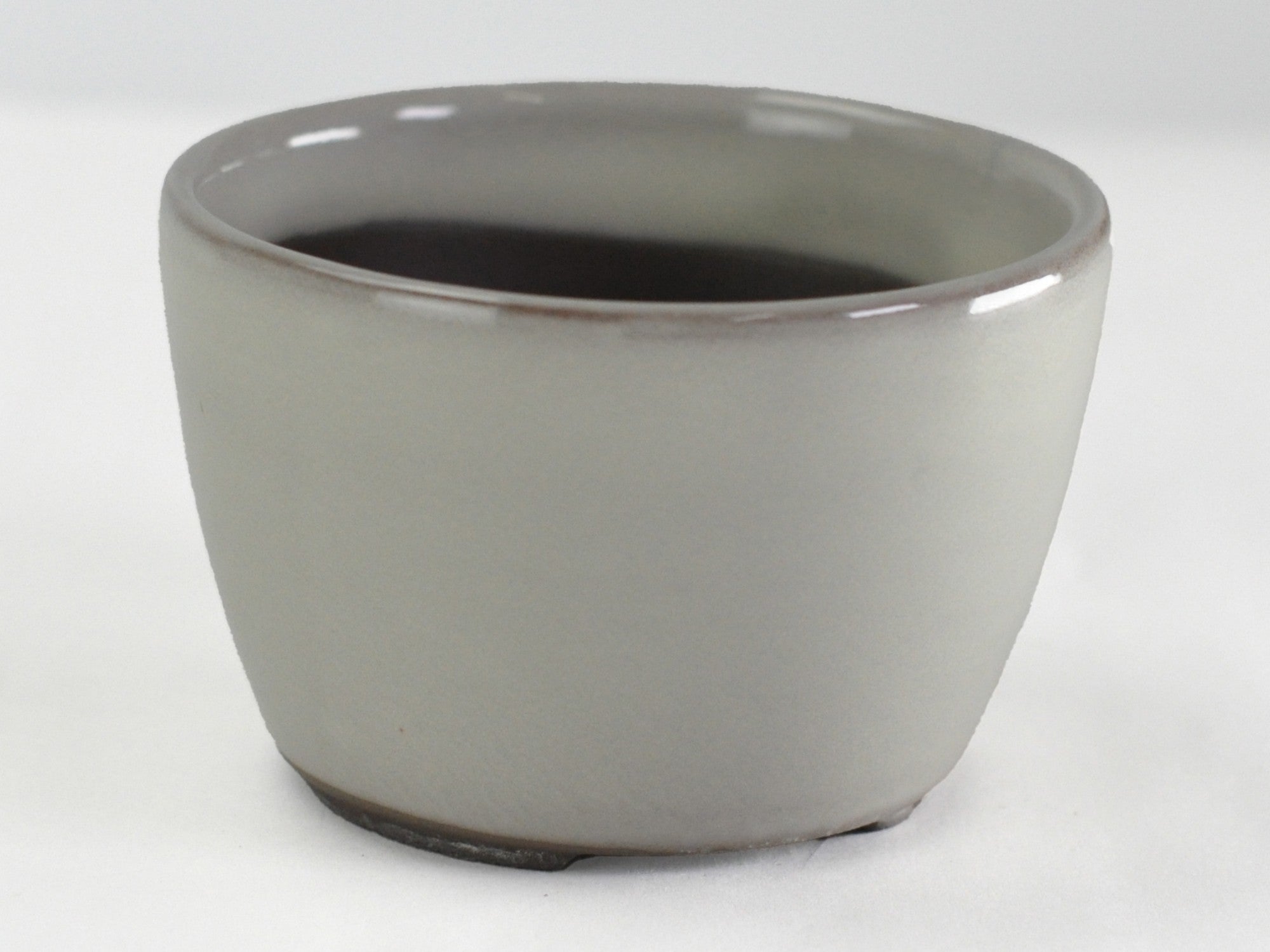 「萬古(ばんこ)焼 渋みと華やかさ！」 鉢(直径17cm 高さ10cm) 骨董ア 万古焼 クリーム2.5号丸切立 幅8cm奥行8cm高さ5.3cmの販売｜盆栽妙