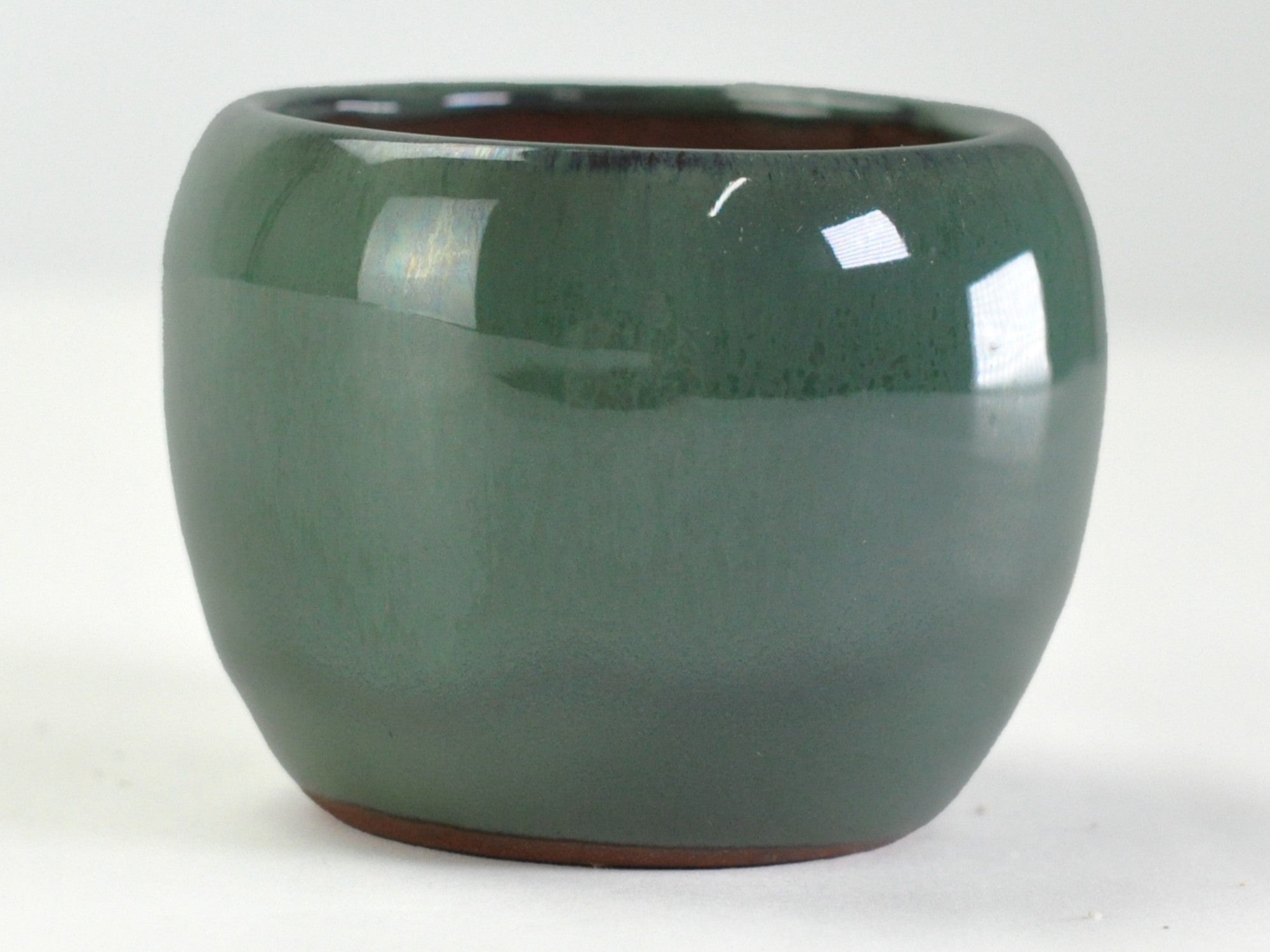 丸鉢　淡緑　直径15cm 万古焼 グリーン2号 丸鉢 幅6.2cm奥行6.2cm高さ5cmの販売｜盆栽妙