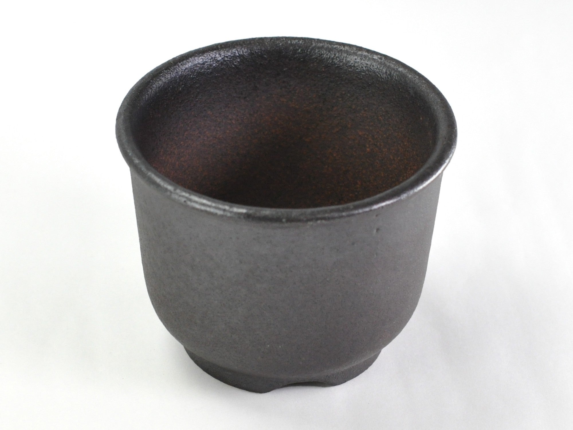 「萬古(ばんこ)焼 渋みと華やかさ！」 鉢(直径17cm 高さ10cm) 骨董ア 万古焼 黒3.5号尻丸 幅11cm奥行11cm高さ8.5cmの販売｜盆栽妙 – 盆栽妙 本店