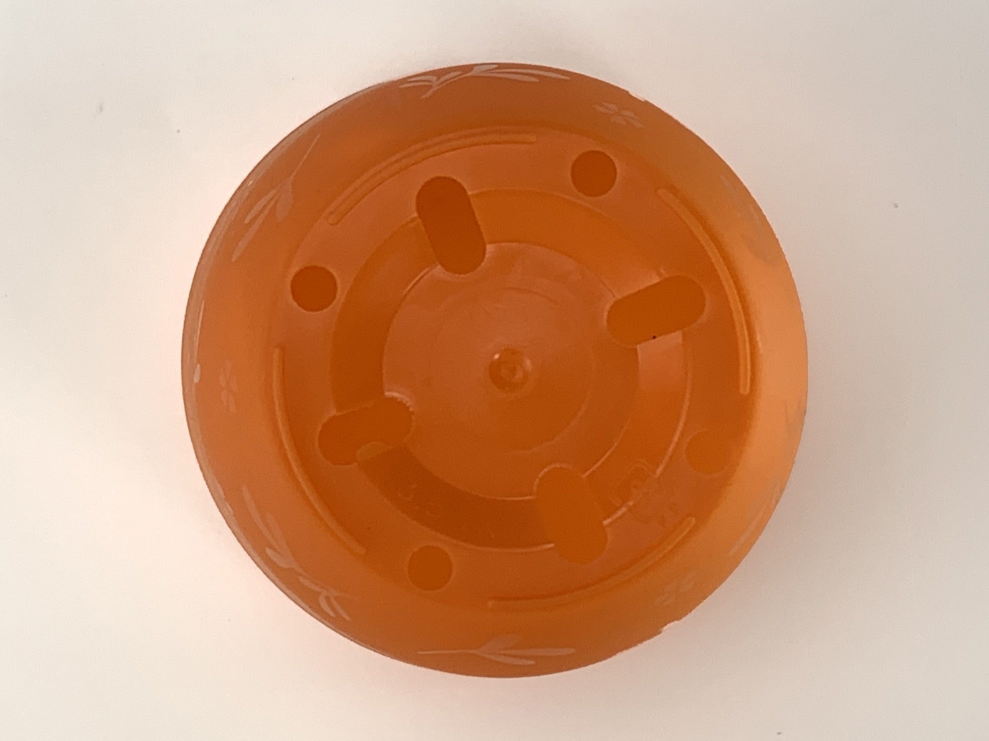 プラ鉢 3号 スタンダード丸鉢リーフ模様 オレンジ 3.5TKM 幅9.2cm×高さ