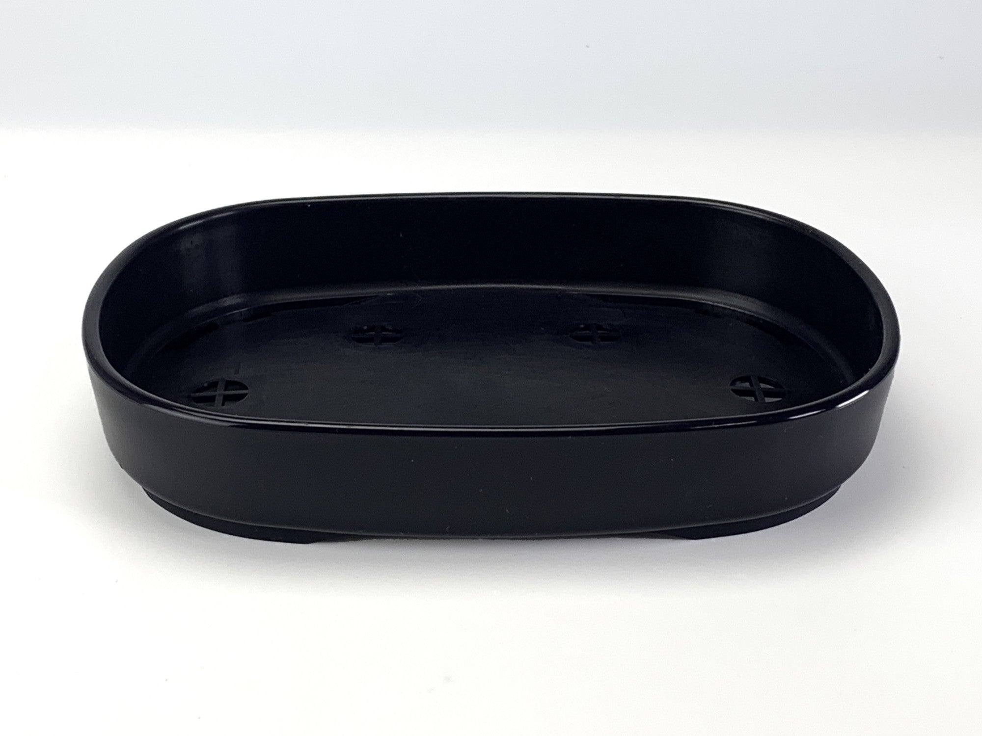 プラ鉢 7.5号 小判型浅鉢 紺 幅22cm×奥行16cm×高さ3.8cm の販売｜盆栽