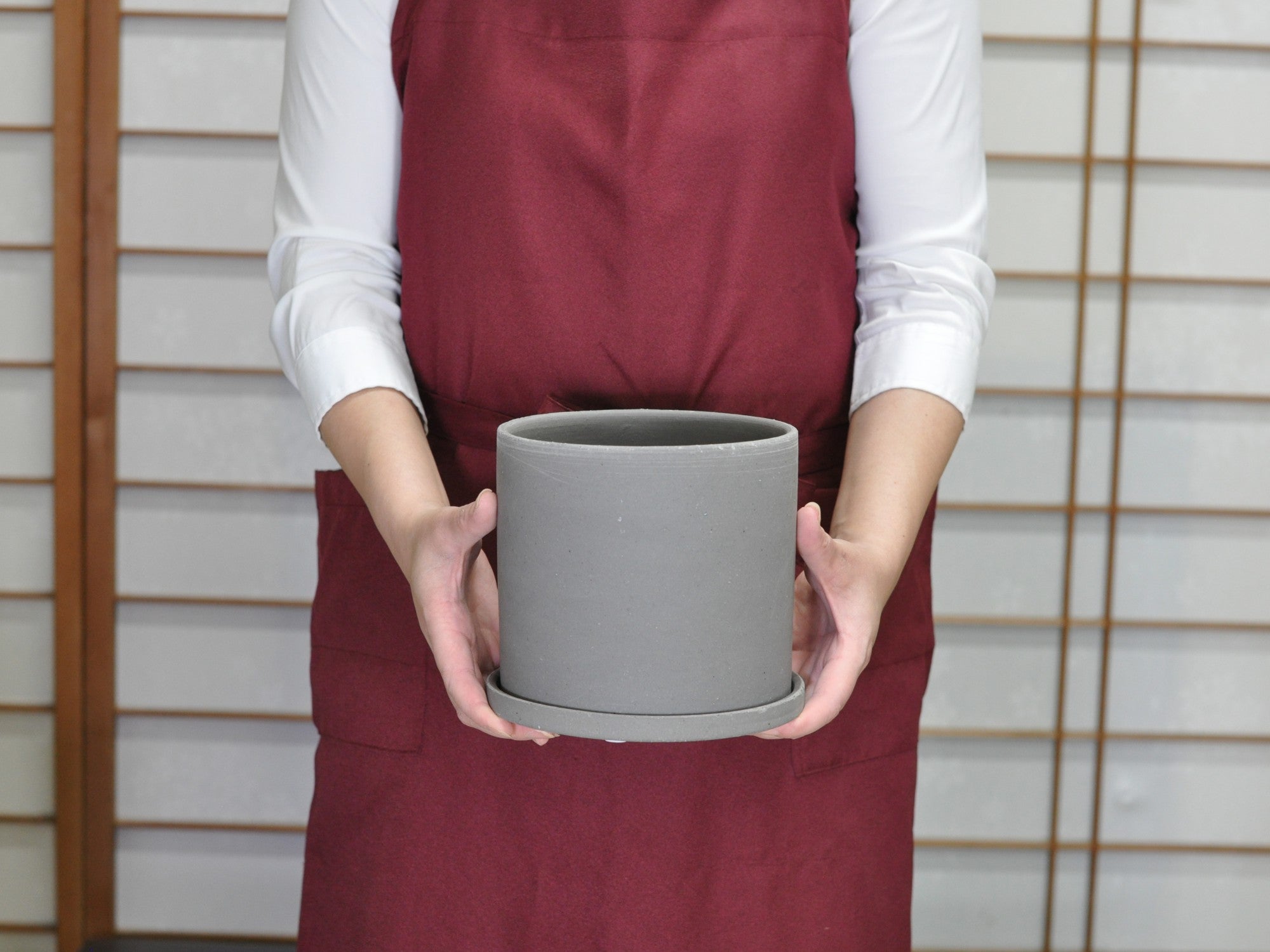 信楽焼 円柱鉢 受け皿付き 5号の販売｜盆栽妙 – 盆栽妙 本店