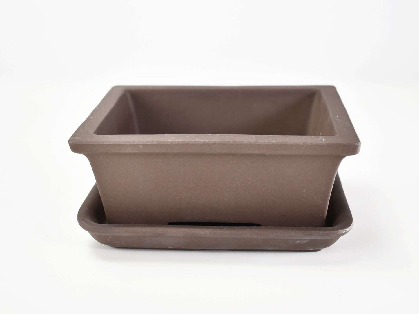 【萬古焼】ウ泥 4.5号長角切足 受け皿付き