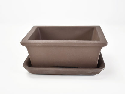 【萬古焼】ウ泥 4.5号長角切足 受け皿付き