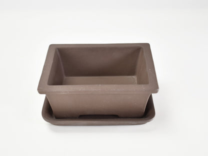 【萬古焼】ウ泥 4.5号長角切足 受け皿付き