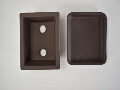 【萬古焼】ウ泥 4.5号長角切足 受け皿付き