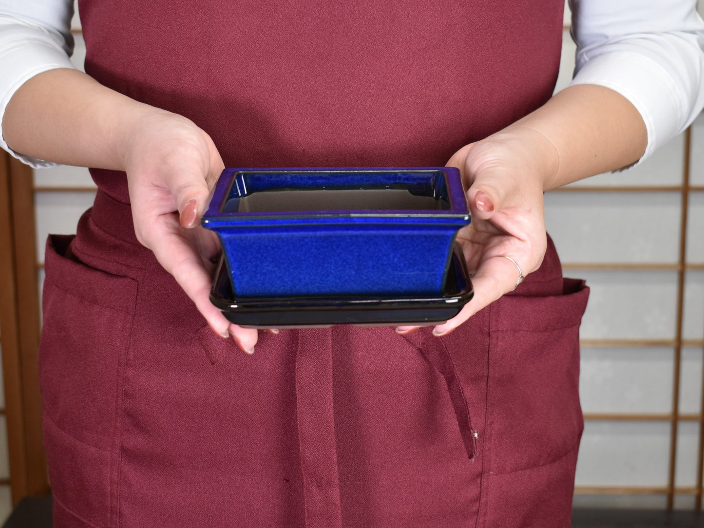 【萬古焼】生子 4.5号長角切足 受け皿付き