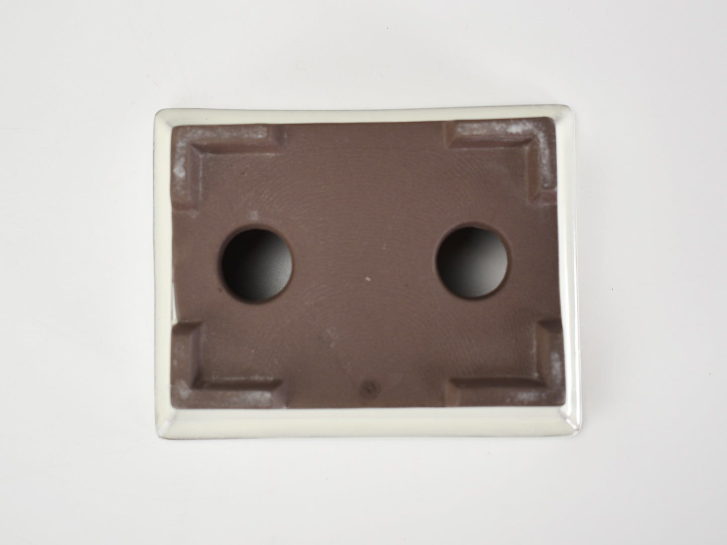 【萬古焼】クリーム 4.5号長角切足 受け皿付き