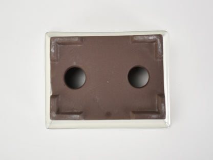 【萬古焼】クリーム 4.5号長角切足 受け皿付き