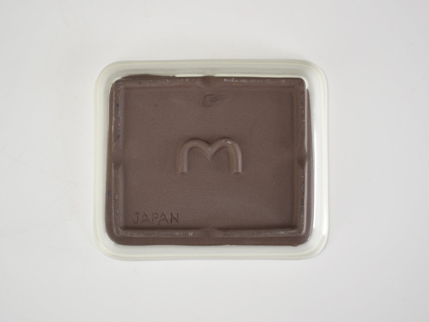 【萬古焼】クリーム 4.5号長角切足 受け皿付き