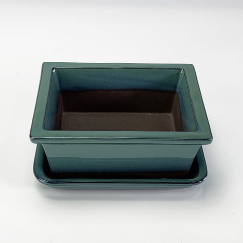 【萬古焼】オリベ4.5号長角切足　受け皿付き