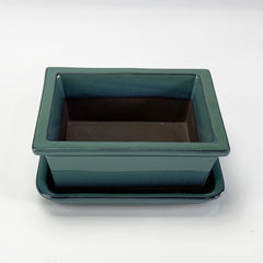 【萬古焼】オリベ4.5号長角切足　受け皿付き