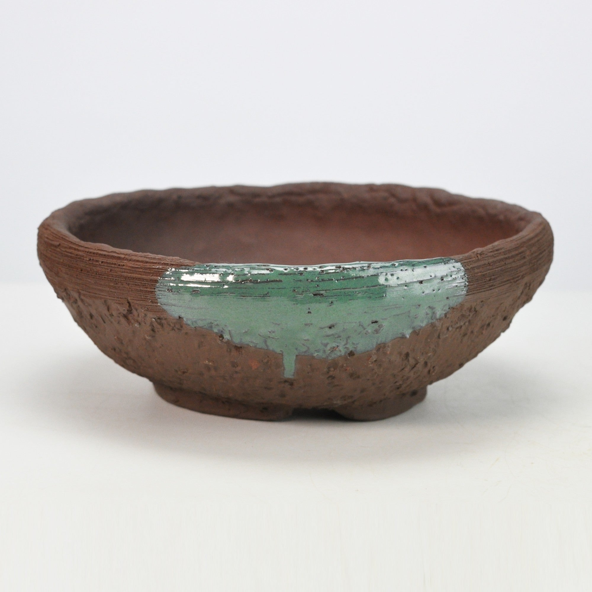 万古焼】 岩肌色流し 6.5号 丸山草 幅20cm×高さ7cmの販売｜盆栽妙