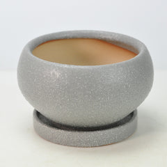 ロネーア 受け皿付き グレー 4号 幅12cm×高さ6.5cm