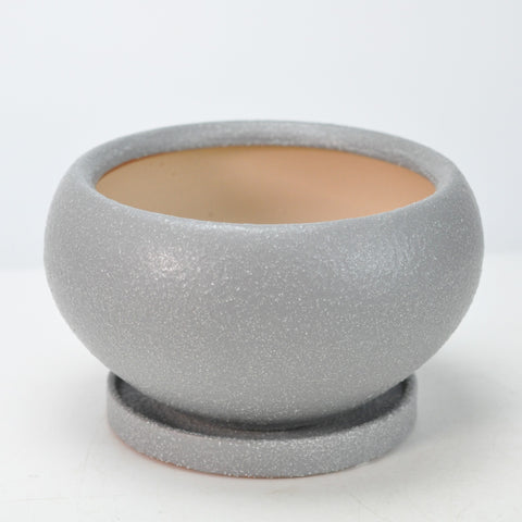 ロネーア 受け皿付き グレー 5号 幅15.5cm×高さ8.5cm