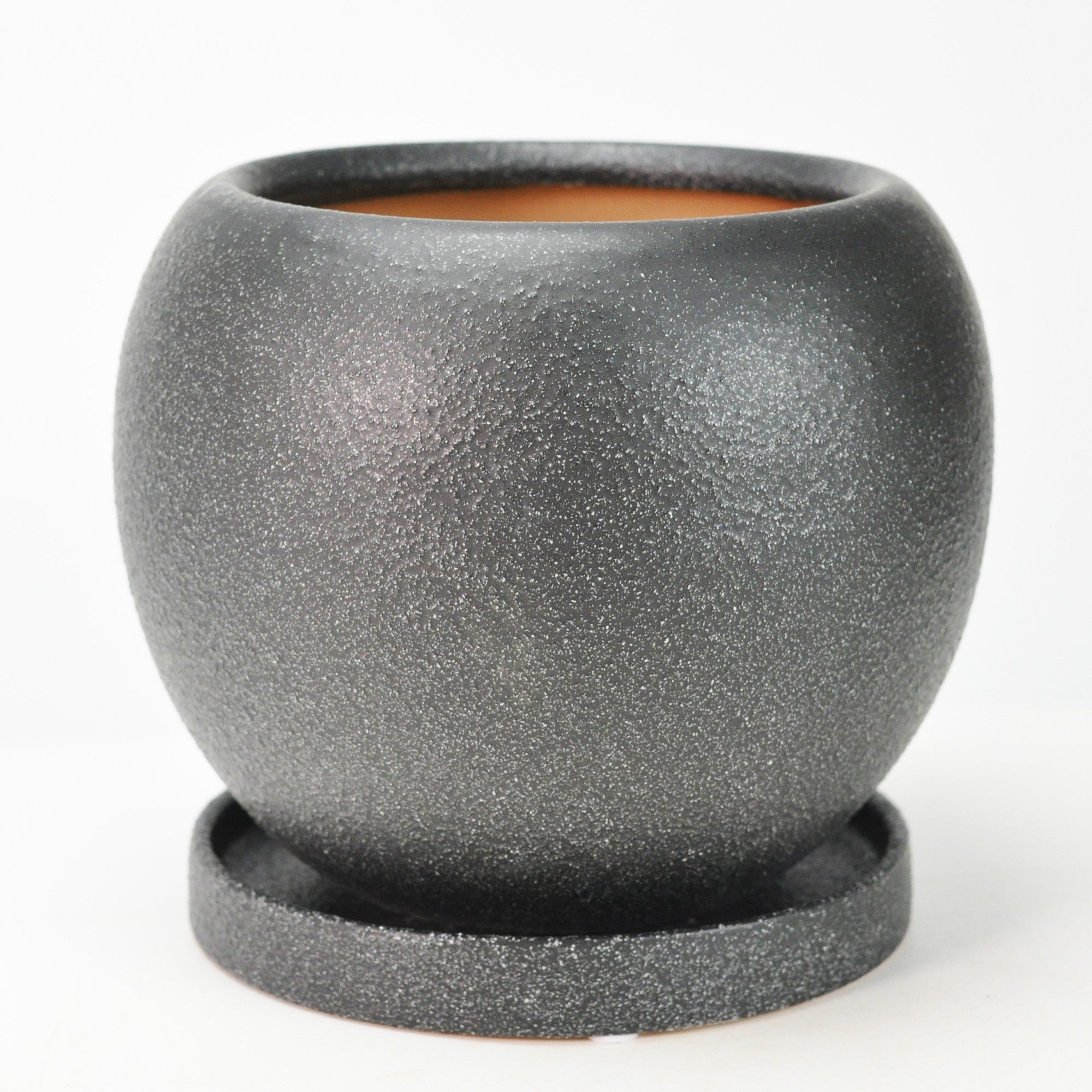 ドトロン 受け皿付き ブラック 6号 幅18cm×高さ14.5cmの販売｜盆栽妙