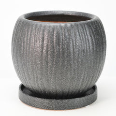フォルテ 受け皿付き ブラック 6号 幅17.5cm×高さ14cm
