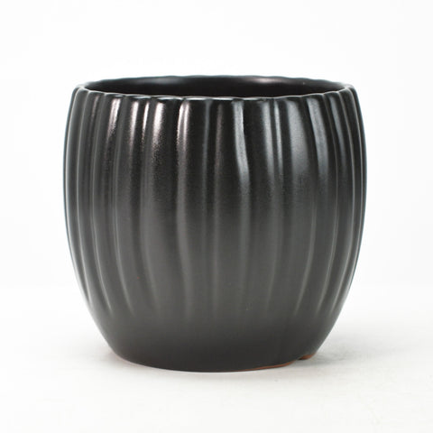 丸深モダン鉢 5号 マットブラック 幅14.5cm×高さ13.4cm