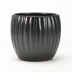 丸深モダン鉢 5号 マットブラック 幅14.5cm×高さ13.4cm