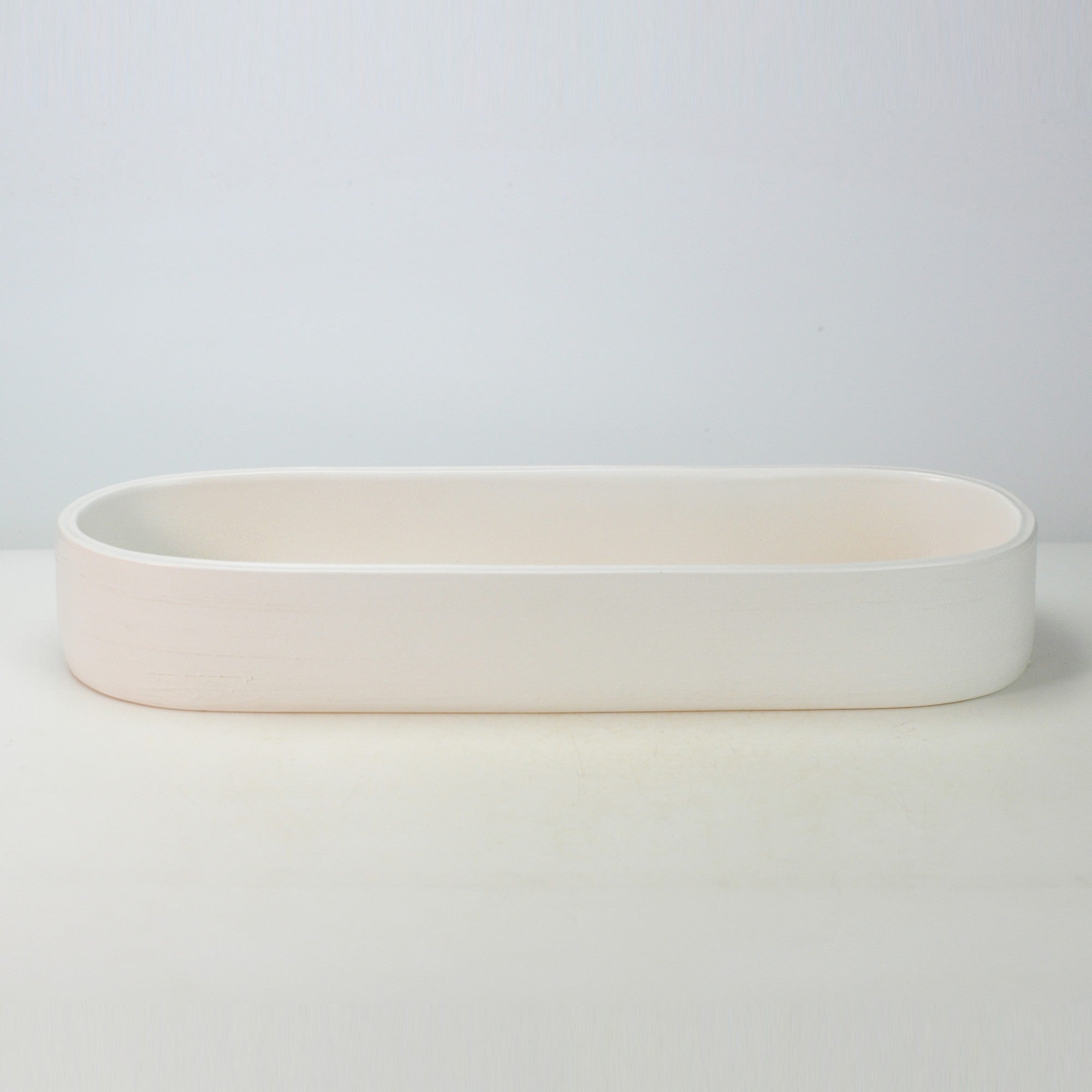 信楽焼 小判型水盤 16号 白マット 幅48cm×奥行16cm×高さ7cmの販売