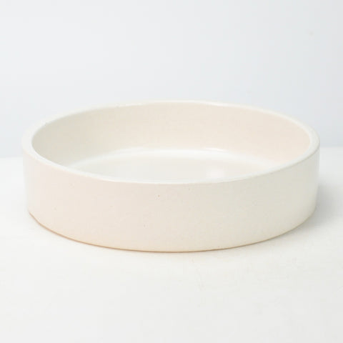 信楽焼 丸型水盤 8号 ナチュラル白マット 幅24.5cm×高さ6cm