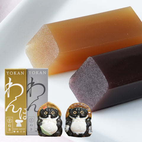 和三盆ようかんと信楽たぬき 夫婦