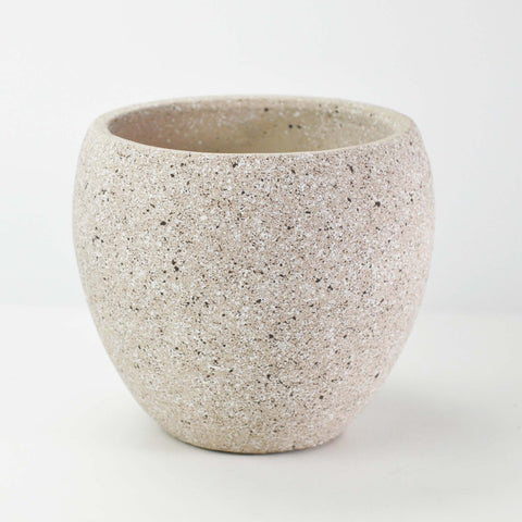 セメント調ラウンド鉢 特大 6号 砂白 外寸20cm 内寸16cm 高さ17.5cm