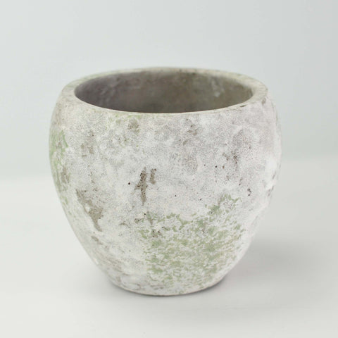 セメント調ラウンド鉢 中 4号 苔白 外寸11cm 内寸8.5cm 高さ10cm