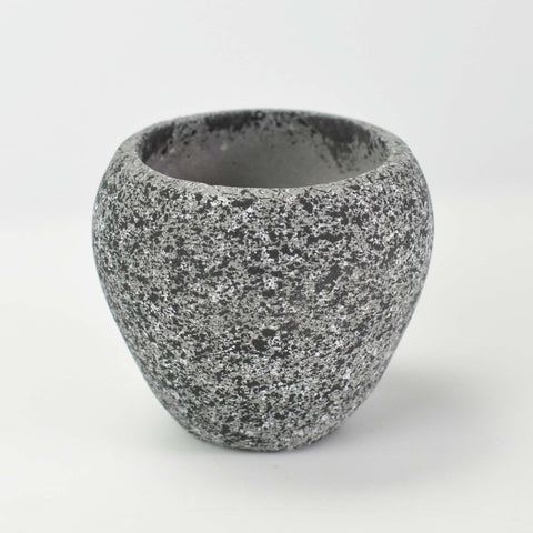 セメント調ラウンド鉢 小 3号 墨黒 外寸9cm 内寸6.5cm 高さ8cm