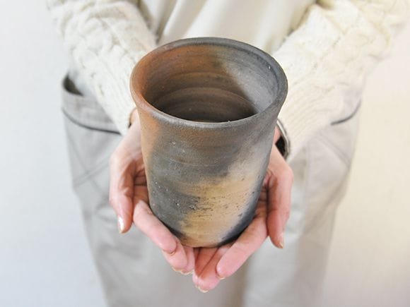 仁作 灰かぶり 火色 寸胴大 【盆栽鉢】【4号】【伊賀焼】