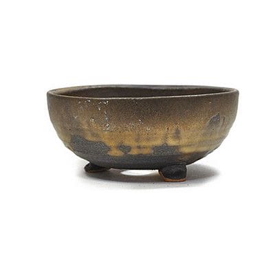 【信楽焼】6号鉢　金彩足付丸