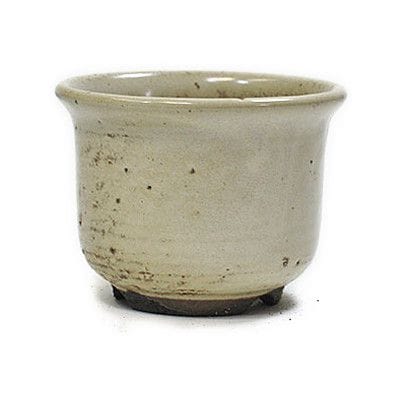 【信楽焼】4号鉢　白窯変尻丸