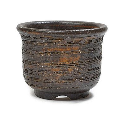 【信楽焼】5号鉢　伊羅保松皮尻丸