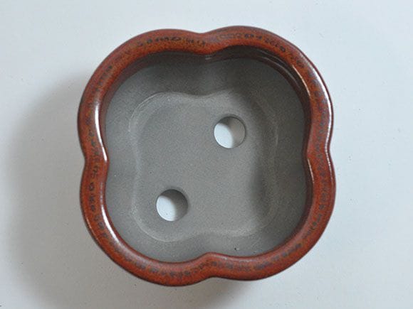 瀬戸焼】4号鉢 花型赤茶｜園芸鉢通販の盆栽妙 – 盆栽妙 本店